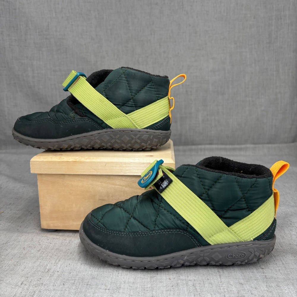 Chaco Kids Ramble Puff Hunter Green Quilted Fleece Lined Booties Gorpcore Size 1